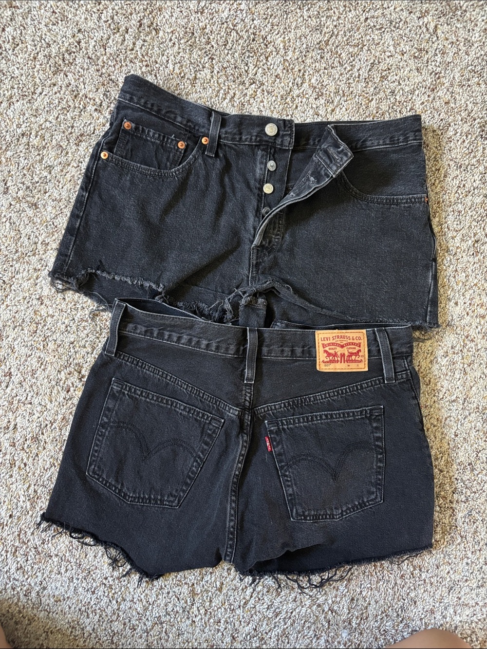 Levi's Black Cutoff Denim Shorts with Frayed Hem